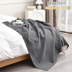 PHF Pre-Washed Cotton Waffle Weave Blanket Throw Size for Couch Bed,Snag Proof Spring Summer Lightweight Breathable,Oeko-TEX Certified,Machine Washable, Home Decor Gift，Charcoal