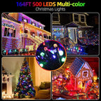 170FT 500LEDs Christmas Lights Outdoor Indoor String Lights 8 Modes Memory Function for Christmas Tree Party Decoration, 100% UL Listed (Multicolor)