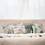 Ambesonne Vintage Tropical Throw Pillow Cushion Case Pack of 4, Retro Botanical Summer Vibes Monstera Leaf Orchid Flowers, Modern Accent Double-Sided Digital Printing, 18", Laurel Green Ginger Blush