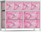 Sorbus Fabric Dresser for Kids Bedroom - Chest of 8 Drawers, Storage Tower, Clothing Organizer, for Closet, for Playroom, for Nursery, Steel Frame, Fabric Bins - Knob Handle (Tie-dye Pink)