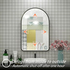 20x30 Inch Arched LED Bathroom Mirror with Lights, Adjustable 3000K/4500K/6000K, Wall Mounted Black Frame Lighted Bathroom Vanity Mirror, Anti-Fog, Dimmable, Memory Function