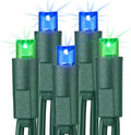 Brizled Blue & Green LED Christmas Lights, 33ft 100 5MM Wide Angle Connectable Mini Tree Lights, UL Listed Xmas Indoor/Outdoor Party Decor, Green Wire
