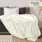 Utopia Bedding Fleece Blanket King Size Ivory 300GSM Luxury Fuzzy Soft Anti-Static Microfiber Bed Blanket (90x102 Inch)