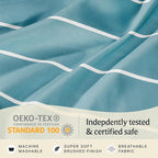 LuxClub 4 PC Full Size Sheet Set Bed Sheets, Breathable Luxury Deep Pockets Wrinkle Free Cooling Sheets Machine Washable Hotel Bedding (Full, Striped Light Blue)