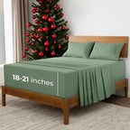 Mellanni Extra Deep California King Sheets - 4 PC Iconic Collection Bedding - Hotel Luxury, Ultra Soft, Cooling Bed Sheets - Wrinkle, Fade, Stain Resistant (Cal King, Sage)