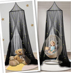 South to East Bed Canopy with Glowing Stars in The Dark, Black Bed Curtains for Kids & Toddler Beds, Twin, Full & Queen, Mosquito Net Canopy for Adult Bedrooms, Easy to Install