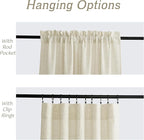 RYB HOME Living Room and Dining Room Curtains and Drapes Linen Sheer, Light Filtering Curtains 108 inches Long, Weave Textured/Rod Pocket, Cream Colored, W 52 x L 108 inches, 2 Panels Set
