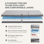 Tri-Fold Memory Foam Mattress, 6 inch Full Folding Topper with Collapsible and Washable Cover, Travel and Guest Mat, 75"×54"×6", Grey