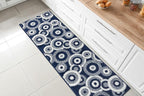 Custom Length Cut to Size Retro Modern Coastal Carpet Runner Rug for Hallways, Non Slip Rubber Backed, 31 inch Wide X Customized Length, Geo Blue, 31 inch X 7 feet