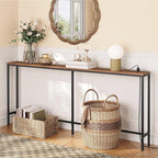 70.9'' Console Table with Power Outlet, Narrow Sofa Table, Industrial Entryway Table with USB Ports, Behind Couch for Entryway, Hallway, Foyer, Living Room, Rustic Brown CTHR18E01Z1