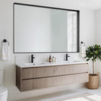 Suidia Bathroom Mirror, 55" x 36" Wall Mirror Metal Framed, Bathroom Vanity Mirror for Living Room Bedroom Bathroom Entryway, Black, Rect Corner Style