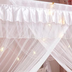Mengersi Princess 4 Corners Post Bed Curtain Canopy Mosquito Netting (White, Twin)