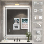 30x36 Inch Led Mirror for Bathroom with Front Light and Backlit, Dimmable Anti Fog Wall Bathroom Mirror with Led Lights, Water Proof, Decor Vanity Mirror