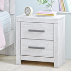 Signature Design by Ashley Cayboni Vintage 2 Drawer Nightstand with Safety Stop for Bedroom, 24.37" Tall, White