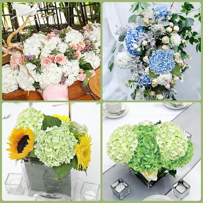 4 Pcs Real Touch Hydrangea Artificial Flowers, 21" White Full Faux Hydrangea Flowers Latex Fake Flowers for Home Decor Party Floral Arrangements Wedding Bouquets Centerpieces Outdoor Decor