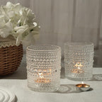 6 Pack Large Votive Candle Holders 2.7 * 3.5in, Clear DIY Wax Tea Light Candle Holder for Votives, Tealights & Pillar, Glass Candle Holders for Table Centerpiece Wedding