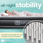 EZ INFLATE Air Mattress with Built in Pump - Full Size Double-High Inflatable Mattress with Flocked Top - Easy Inflate, Waterproof, Portable Blow Up Bed for Camping & Travel