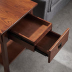 Leick Home Mission End Table, Solid Wood, 1 Storage Drawer, Secret Compartment, Bottom Display Shelf, Easy-Assembly, For Living Room/Bedroom, Russet, 24 in L x 20 in W x 24 in H, 9066-SC