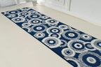 Custom Length Cut to Size Retro Modern Coastal Carpet Runner Rug for Hallways, Non Slip Rubber Backed, 31 inch Wide X Customized Length, Geo Blue, 31 inch X 8 feet