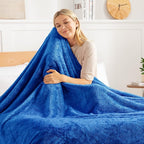Exclusivo Mezcla Plush Fuzzy Fleece Bed Blanket Twin Size, Super Soft, Fluffy and Warm Blankets, Suitable for All Seasons (Cobalt Blue, 90x66 Inches)