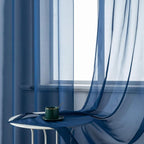 Navy Blue Curtains 108 Inches Long for Living Room Set 2 Panels Window Semi Voile Drapes Extra Length Solid Transparent Dark Blue Curtains for Bedroom Party Backdrop 52x108 Inch Length Indigo Blue