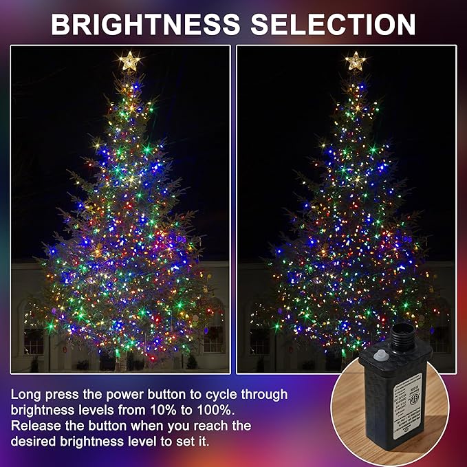 RPGT Christmas Light 100 LEDs 41ft Green Cable Wire Fairy String Twinkle Lights Plug in 12 Modes for Xmas Tree, Party, Indoor,Outdoor, Garden, Wedding, Home Decoration (Multi Color)