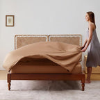 Bedsure Queen Sheet Set, Rayon Derived from Bamboo, Cooling Sheets, Breathable & Soft, Deep Pocket Up to 16 Inches, Hotel Luxury Silky Bedding for Hot Sleepers, Khaki