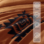 MaiRêve Burnt Orange Embroidery Comforters Set Queen Size - 7 Pieces, Farmhouse Western Bedding All Season, Bed in A Bag Queen Boho Comforter Set with Sheets, Pillowcases & Shams