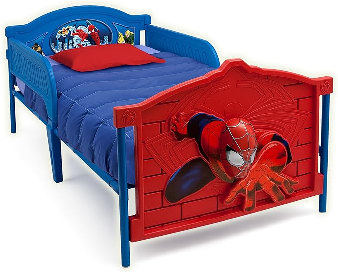 Delta Children Plastic 3D-Footboard Twin Bed, Marvel Spider-Man Snooze 6 inch Memory Foam Twin Mattress (Bundle)