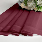 Chyhomenyc Sheer Valances for Windows 2 Pack, 42W x 14L inches Small Window Curtains for Living Room Bathroom Cafe Laundry Basement, Modern Top Dual Rod Pocket Voile Curtain, Burgundy
