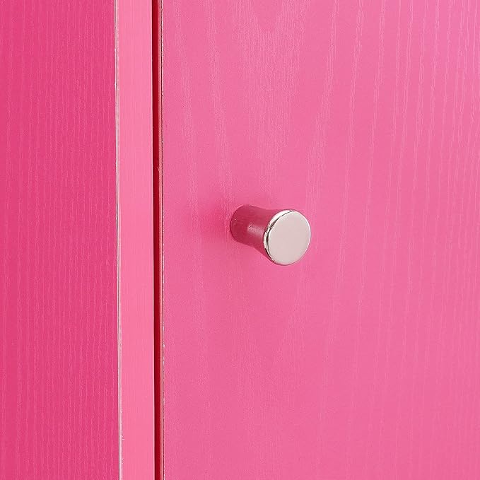 Convenience Concepts Xtra Storage Three-Door Cabinet with Shelf in Pink Wood Finish