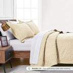 Love's cabin King Size Quilt Set Camel Bedspreads - Soft Bed Fall Lightweight Bedspread Comforter - Modern Style Coin Pattern Coverlet for All Season - 3 Pieces (1 Quilt, 2 Pillow Shams)