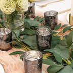 24 Pcs Black Votive Candle Holders, Speckled Mercury Black Glass Candle Holder Bulk for Wedding Centerpiece Table Decor, Tea Lights Candle Holder for Valentines Day Decor, Home Decor