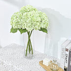 21" Real Touch Green Hydrangea Artificial Flowers with Long Stem & Leaves, Full Latex Faux Hydrangea Flowers for Home Decor Party Floral Arrangements Wedding Bouquets Centerpieces, 4Pcs