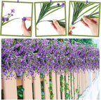 Hoteam 50 Bundles Outdoor Artificial Flowers Plants Uv Resistant Outside Faux Flowers Plastic Fake Plants Outdoor Summer Fall Seasons Decoration Shrubs Garden Porch Box, Purple