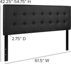 Flash Furniture Lennox Tufted Upholstered Headboard for Queen Size Bed, Contemporary Vinyl Tufted Headboard with Adjustable Height, Black