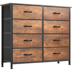 YITAHOME 8 Drawers Fabric Dresser, Wide Storage Tower Cabinet, Organizer for Bedroom, Living Room, Hallway, Closet, Sturdy Steel Frame, Wooden Top, Easy-to-Pull Fabric Bins (Earthy Brown)