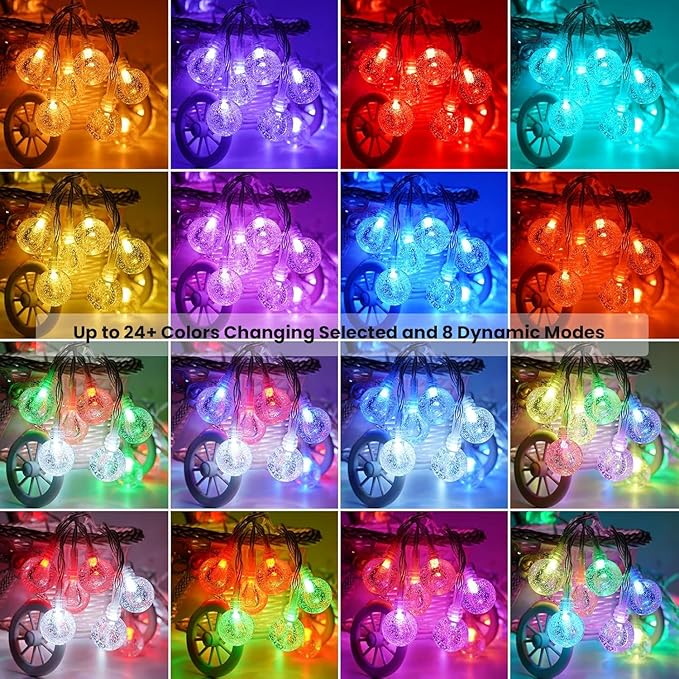 Color Changing String Lights Plug in, 33ft 60LED Connectable Crystal Globe String Light Remote, Decorative Outdoor Twinkle Lights for Girl Gift Bedroom Patio Garden Tent Camp Party Christmas Décor