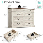 LINSY HOME 9 Drawers Dresser for Bedroom, Wood Bedroom Chest of Drawers, Farmhouse Tall Dresser for Closet, Dressers Organizer for Living Room, Hallway, Beige