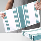 Urban Villa Kitchen Towels 100% Cotton Pack of 3, Highly Absorbent Quick Drying Super Soft Premium Dish Towels 20x30 Inch for Kitchen with Hanging Loop Hand & Tea Towels - Aqua/White