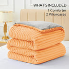 BEDELITE Fleece California King Comforter Set -Super Soft & Warm Fluffy Coral Bedding, Luxury Fuzzy Heavy Bed Set for Winter with 2 Pillow Cases