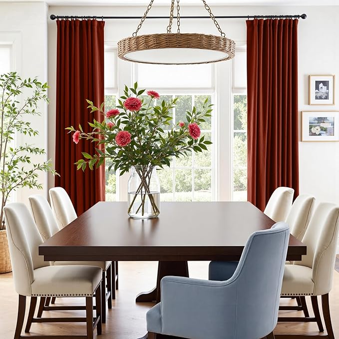 Lazzzy Velvet Blackout Curtains Thermal Insulated Room Window Drapes Super Soft Luxury Curtains for Living Room Bedroom Rod Pocket 2 Panels, Rust Red, 52" W x 84" L