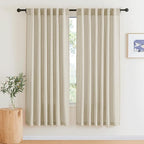 RYB HOME Linen Textured Semi Sheer Curtains Light Filtering Airy Solid Sheer Window Curtains for Bedroom Bathroom Dining Kids Nursery, Linen, W 52 x L 72 inch, 2 Panels