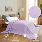 PHF Pre-Washed Cotton Waffle Weave Family Blanket,Oversized King Size 120"x 120"-Snag Proof Lightweight Breathable, 10'x 10' Huge Extra Large Big-Elegant Aesthetic Home Decoration Gift,Taro Purple