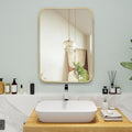 20"x30" Brushed Matte Gold Mirror for Wall, Gold Metal Framed Rounded Corner Rectangular Mirror for Bathroom Vanity,Entryway,Living Room,Bedroom,Vertical or Horizontal