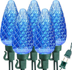 Brizled Blue Christmas Lights, 16ft 25 LED C9 Connectable, 120V UL Certified Outdoor Indoor Xmas Tree Roof Patio Porch Party Holiday Decor