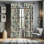 Ambesonne Leafy Art Window Curtains Pack of 2, Scandinavian Leaves Pattern with Geometric Roundy Modern Boho Print, Lightweight Set with Rod Pocket, 4 Panels of - 28" x 84", Pale Green Redwood Teal