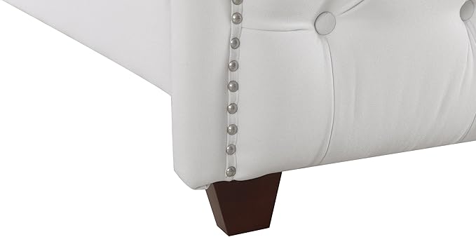 Jennifer Taylor Home Marcella Upholstered Shelter Headboard Bed Set, King, Bright White Polyester
