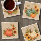 Thirstystone Harvest Field 4 Pack Assorted Tumbled Tile Stone Coasters with Protective Cork Backing 4" Square Manufactured in The USA