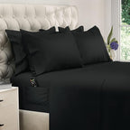 DREAMCARE King Size Sheets Set – 6 pcs Cooling Bed Sheets – up to 15” Deep Pocket King Sheet Set – 2500 Supreme Collection – Extra Soft 100% Brushed Microfiber Hotel Luxury with Side Pocket – Black